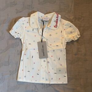 Trussardi Junior Puff Sleeve Shirt in Marine Element